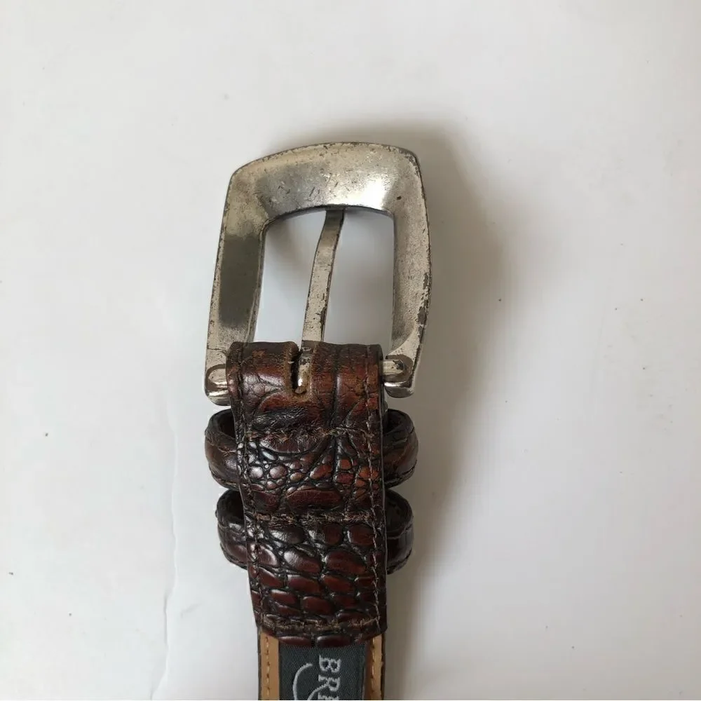Brighton reptile print leather belt with silver finished buckle